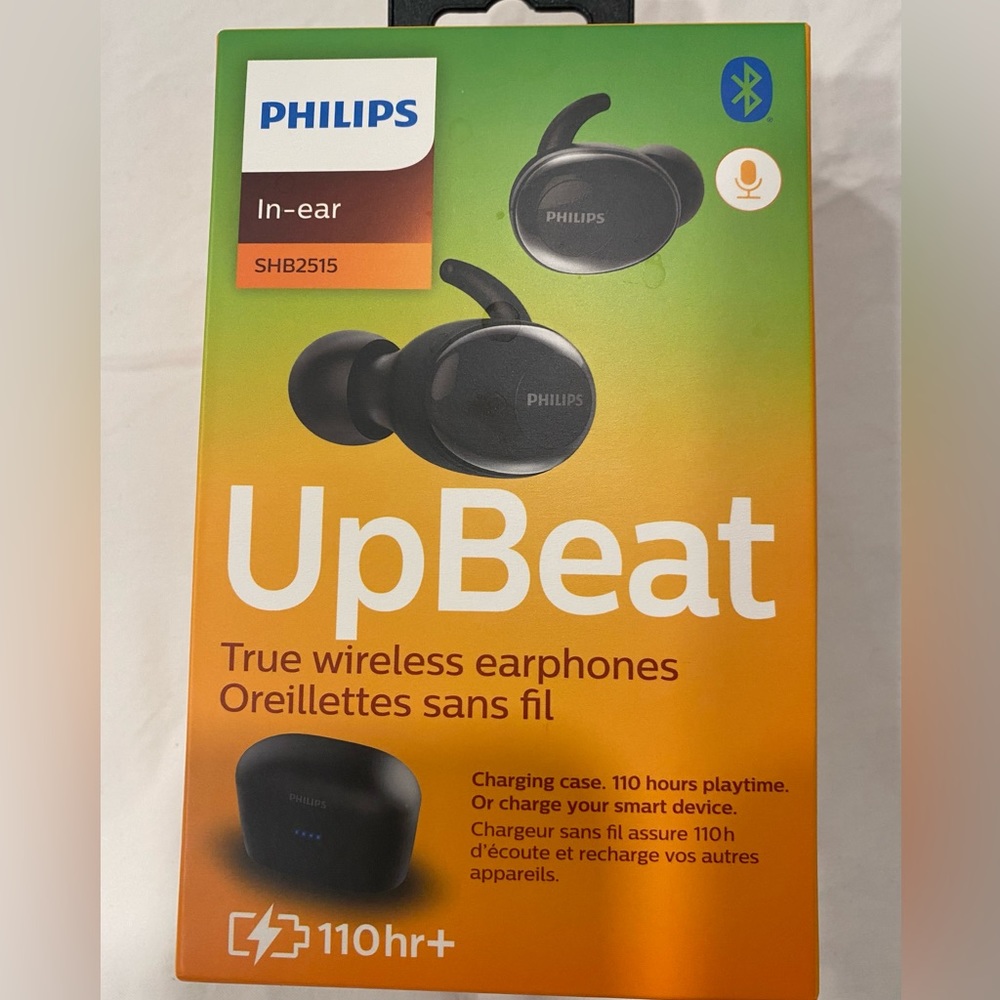 NEW Philips UpBeat True Wireless Bluetooth In-Ear Headphones 110 hours w/Case